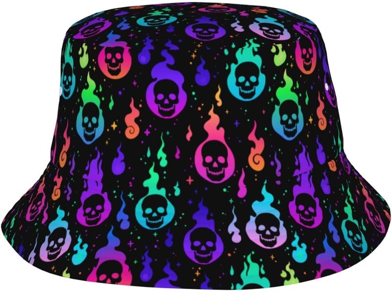 YYFD Halloween Bucket Hat for Women Men Watercolor Gothic Skull Hat Holiday Party Cap Outdoor Travel Sun Caps - Image 1